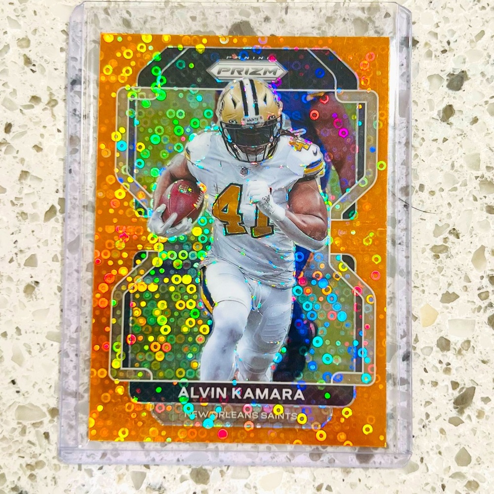 ALVIN KAMARA PRIZM CARD ORANGE DISCO NFL NEW ORLEANS SAINTS PANINI
